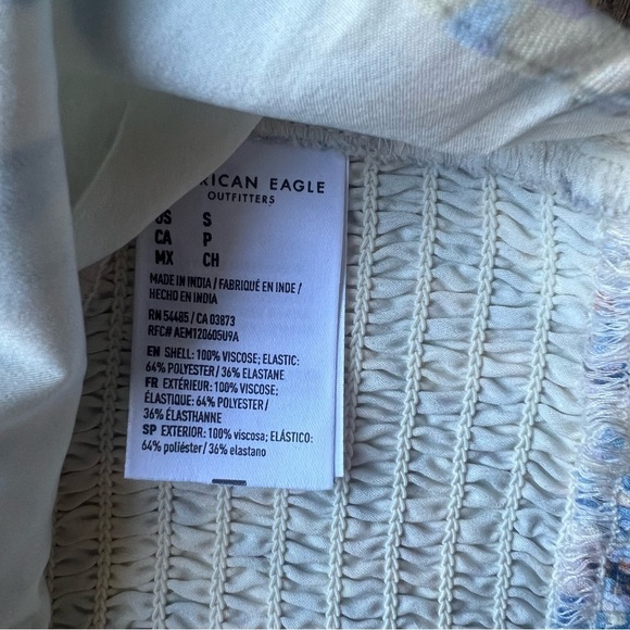 American Eagle Flutter-Sleeve Corset Blouse Floral Print Size Small Cropped - Picture 4 of 7